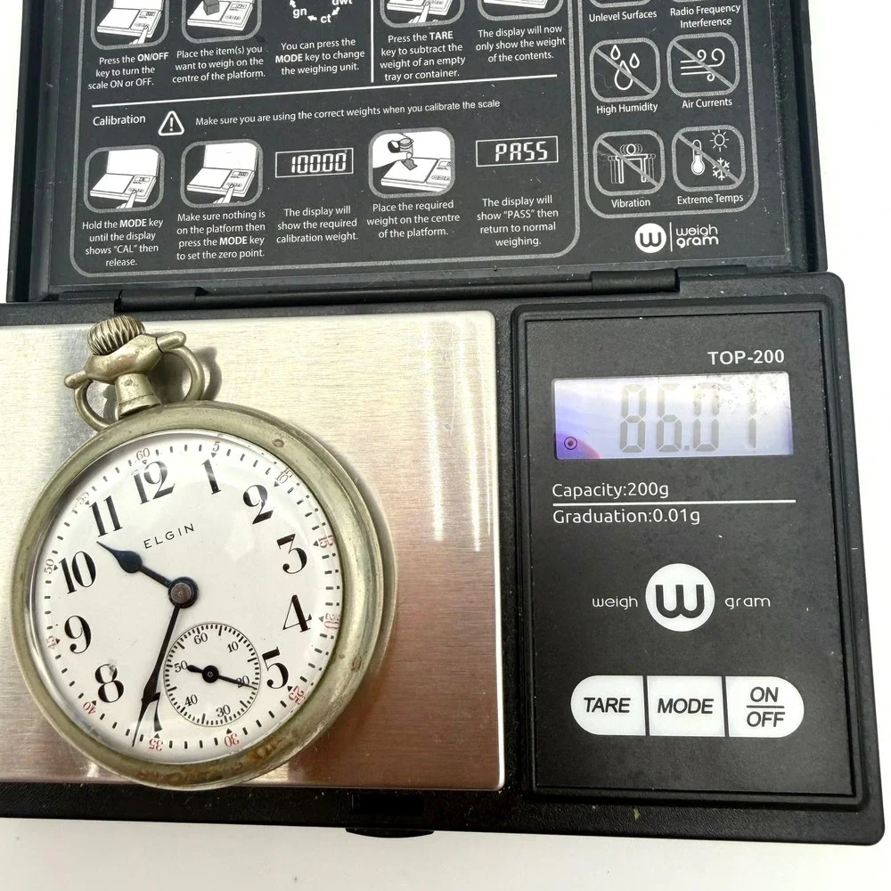 1927 Elgin Pocket Watch Size 16s Grade 480 7J Silverode Red Minute Track Running